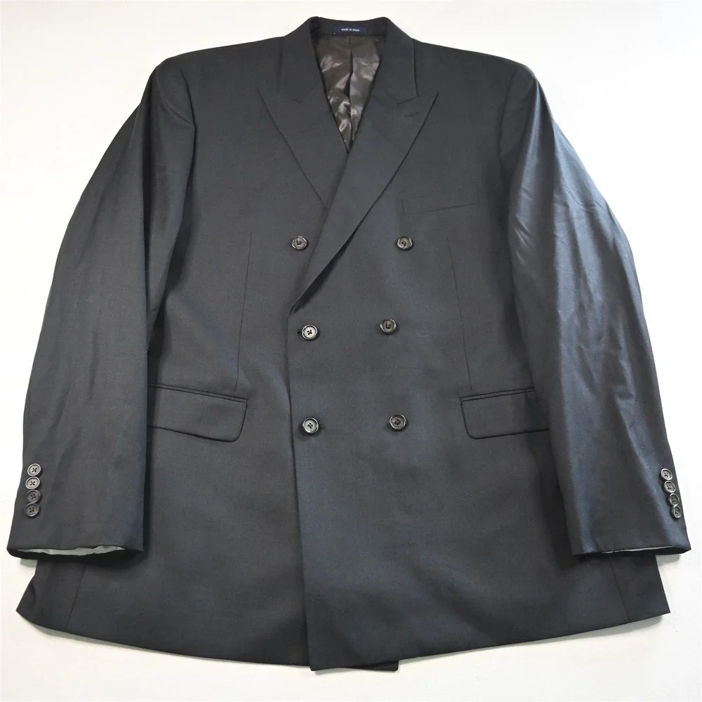 Ralph Lauren 48L 38x36‎ Charcoal Gray 100% Wool Double Breasted Mens Suit